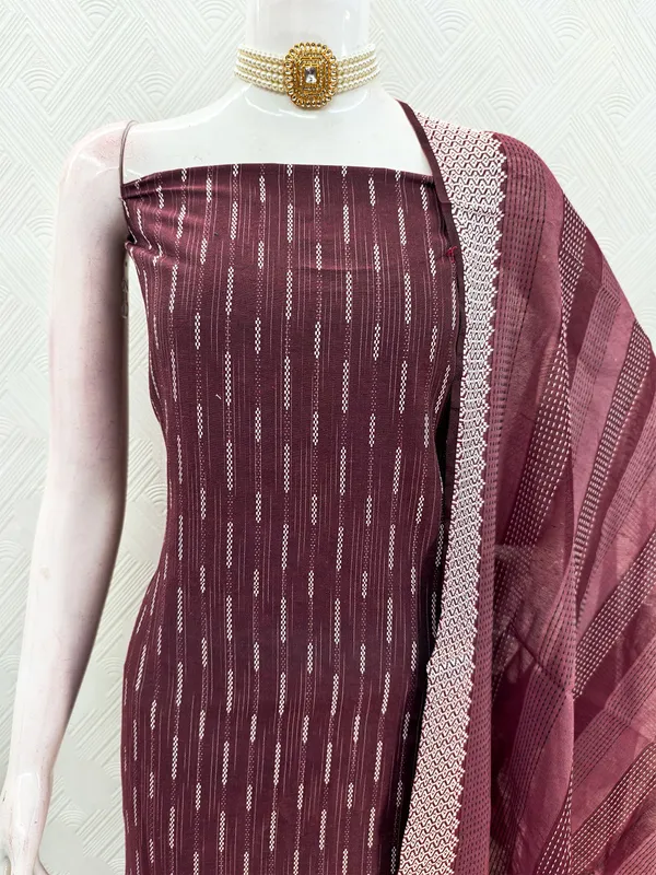 Leeza_Store_Women’s_Wine_Cotton_Jacquard_Salwar_Suit_Dress_Material_With_Minimal_Ethnic_Motifs,_Solid_Cotton_Bottom_&_Chinnon_Saburi_Dupatta_With_Cut_Work_–_Unstit