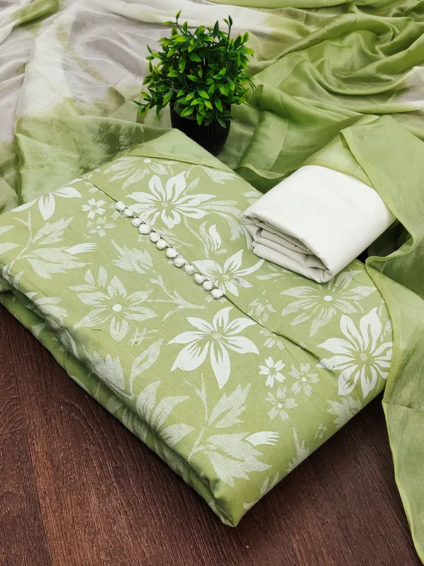 Leeza_Store_Women’s_Olive_Green_Cotton_Salwar_Suit_Dress_Material_With_Floral_Printed_Top,_Solid_Bottom_&_Ombre_Chinon_Dupatta_|_Unstitched_Suits_For_Wom