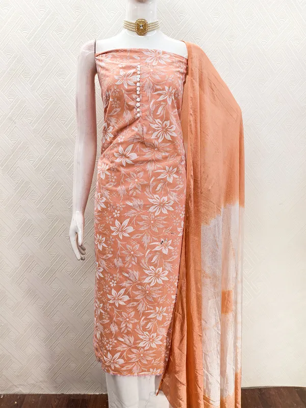 Leeza_Store_Women’s_Peach_Cotton_Salwar_Suit_Dress_Material_With_Floral_Printed_Top,_Solid_Bottom_&_Ombre_Chinon_Dupatta_|_Unstitched_Suits_For_Wom