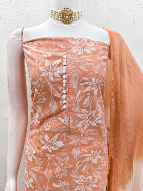 Leeza_Store_Women’s_Peach_Cotton_Salwar_Suit_Dress_Material_With_Floral_Printed_Top,_Solid_Bottom_&_Ombre_Chinon_Dupatta_|_Unstitched_Suits_For_Wom