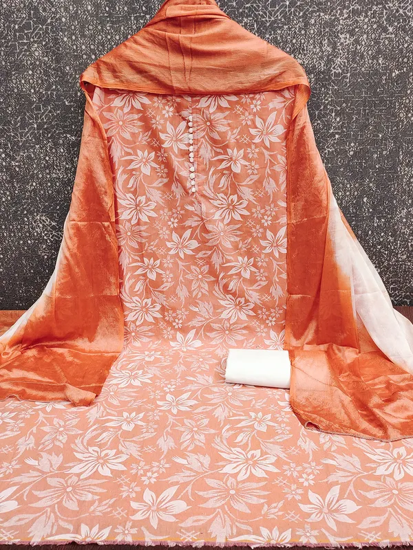 Leeza_Store_Women’s_Peach_Cotton_Salwar_Suit_Dress_Material_With_Floral_Printed_Top,_Solid_Bottom_&_Ombre_Chinon_Dupatta_|_Unstitched_Suits_For_Wom