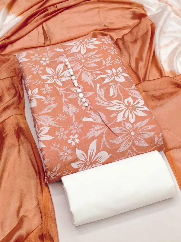 Leeza_Store_Women’s_Peach_Cotton_Salwar_Suit_Dress_Material_With_Floral_Printed_Top,_Solid_Bottom_&_Ombre_Chinon_Dupatta_|_Unstitched_Suits_For_Wom