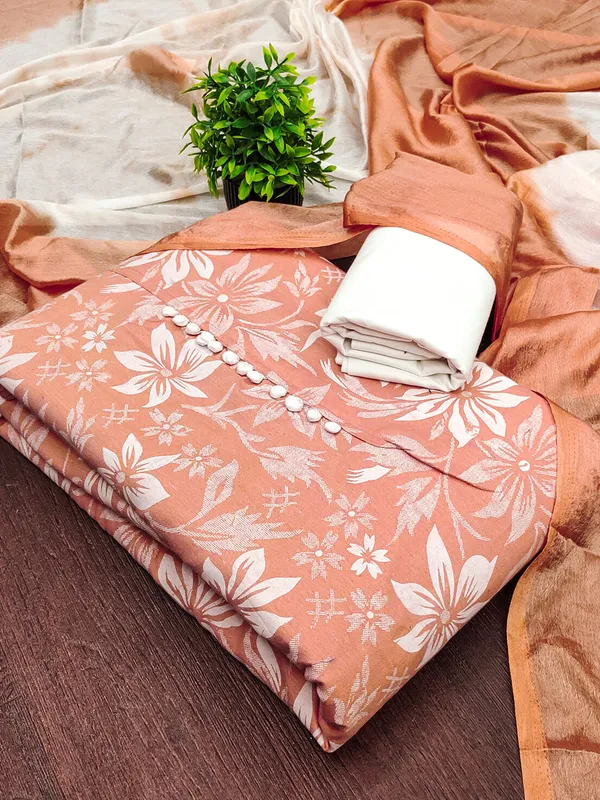 Leeza_Store_Women’s_Peach_Cotton_Salwar_Suit_Dress_Material_With_Floral_Printed_Top,_Solid_Bottom_&_Ombre_Chinon_Dupatta_|_Unstitched_Suits_For_Wom