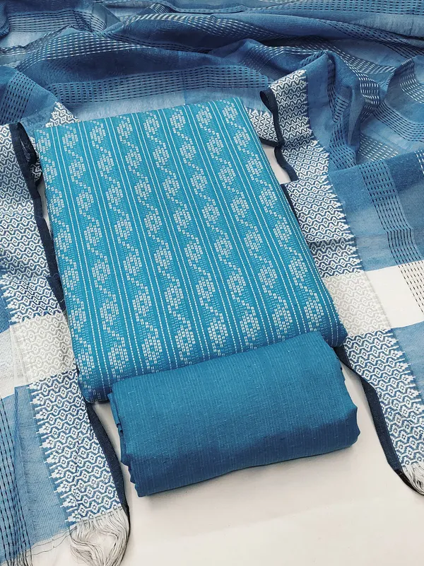 Leeza_Store_Women’s_Blue_Cotton_Jacquard_Unstitched_Dress_Material_With_Minimal_Ethnic_Motifs,_Solid_Cotton_Bottom_&_Cut_Work_Dupat