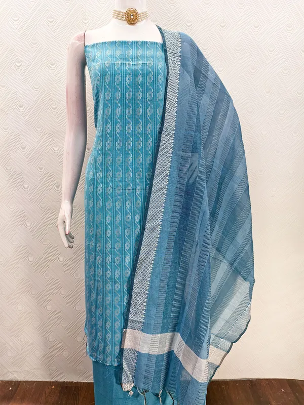Leeza_Store_Women’s_Blue_Cotton_Jacquard_Unstitched_Dress_Material_With_Minimal_Ethnic_Motifs,_Solid_Cotton_Bottom_&_Cut_Work_Dupat