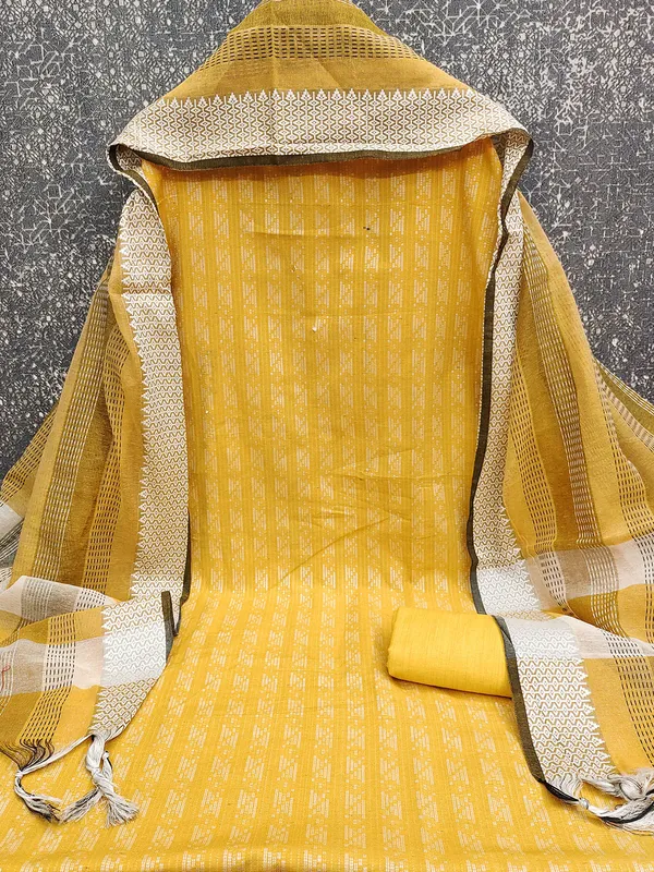 Leeza_Store_Women’s_Yellow_Cotton_Jacquard_Unstitched_Dress_Material_With_Minimal_Ethnic_Motifs,_Solid_Cotton_Bottom_&_Cut_Work_Dupat
