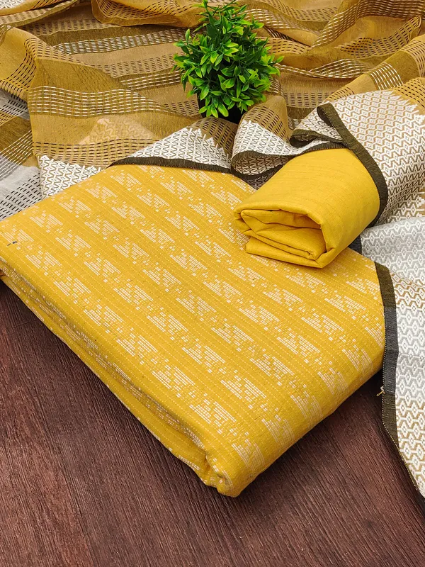 Leeza_Store_Women’s_Yellow_Cotton_Jacquard_Unstitched_Dress_Material_With_Minimal_Ethnic_Motifs,_Solid_Cotton_Bottom_&_Cut_Work_Dupat