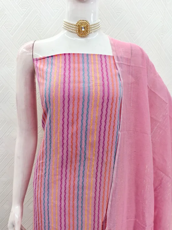 Leeza_Store_Women’s_Pink_Cotton_Jacquard_Dress_Material_With_Minimal_Ethnic_Motifs_||_Unstitched_Salwar_Suit_Fabric_With_Plain_Solid_Bottom_&_Cotton_Dupatta_With_Tasse