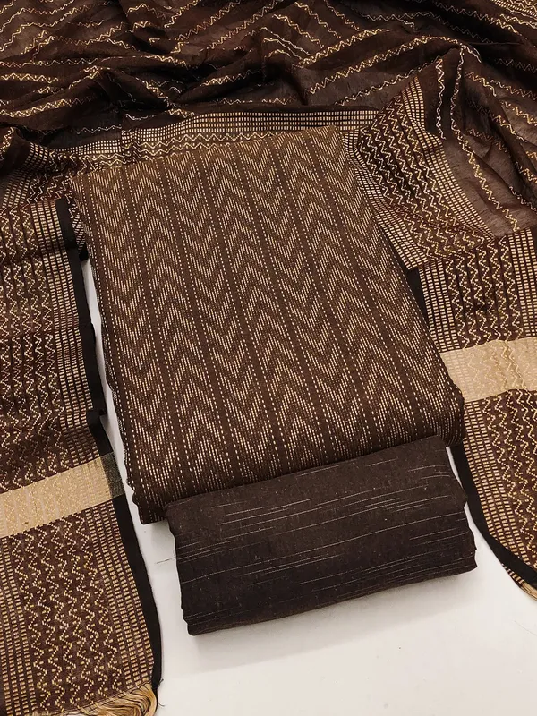 Leeza_Store_Women’s_Brown_Cotton_Jacquard_Salwar_Suit_Dress_Material_|_Minimal_Ethnic_Motifs_|_Solid_Cotton_Bottom_&_Self-design_Dupatta_With_Cut_Work_|_Unstitched_Fabric_S