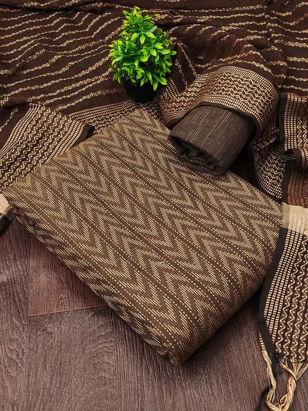 Leeza_Store_Women’s_Brown_Cotton_Jacquard_Salwar_Suit_Dress_Material_|_Minimal_Ethnic_Motifs_|_Solid_Cotton_Bottom_&_Self-design_Dupatta_With_Cut_Work_|_Unstitched_Fabric_S