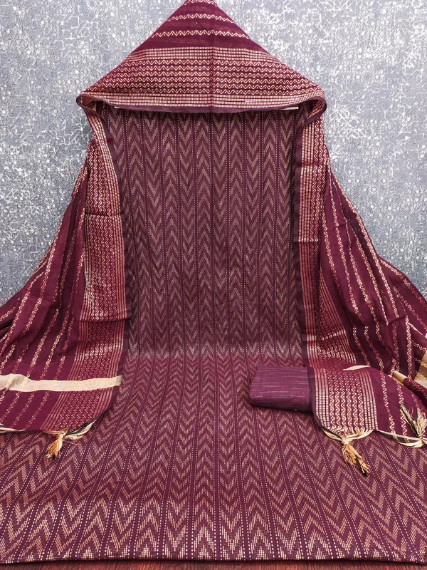 Leeza_Store_Women’s_Maroon_Cotton_Jacquard_Salwar_Suit_Dress_Material_|_Minimal_Ethnic_Motifs_|_Solid_Cotton_Bottom_&_Self-design_Dupatta_With_Cut_Work_|_Unstitched_Fabric_S