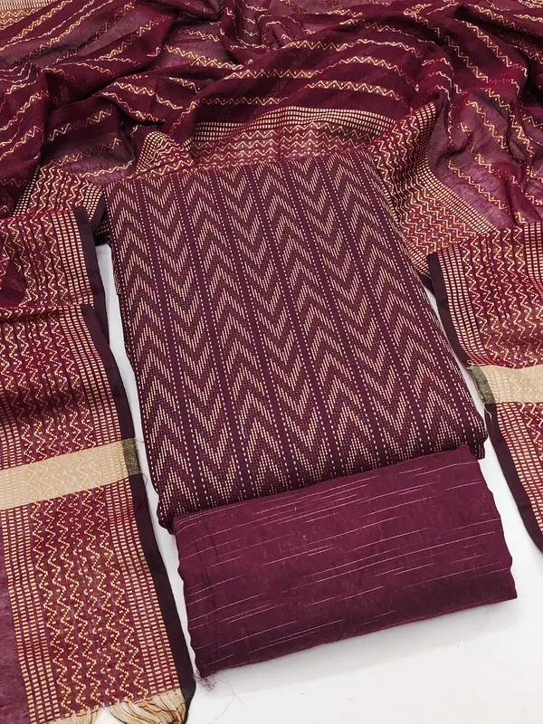 Leeza_Store_Women’s_Maroon_Cotton_Jacquard_Salwar_Suit_Dress_Material_|_Minimal_Ethnic_Motifs_|_Solid_Cotton_Bottom_&_Self-design_Dupatta_With_Cut_Work_|_Unstitched_Fabric_S