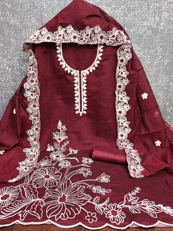 Leeza_Store_Maroon_Chanderi_Silk_Salwar_Suit_Dress_Material_For_Women_|_Floral_White_Thread_Embroidery_With_Ethnic_Motifs_&_Cut_Work_|_Chanderi_Silk_Dupatta_&_Santoon_Bottom