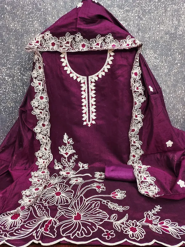 Leeza_Store_Wine_Chanderi_Silk_Salwar_Suit_Dress_Material_For_Women_|_Floral_White_Thread_Embroidery_With_Ethnic_Motifs_&_Cut_Work_|_Chanderi_Silk_Dupatta_&_Santoon_Bottom