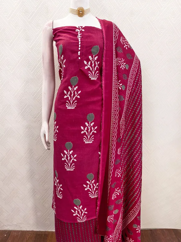 Leeza_Store_Women’s_Maroon_Cotton_Salwar_Suit_Dress_Material_|_Slab_Cotton_Printed_Top_With_Floral_Motifs_(2_Mtr),_Solid_Bottom_(2_Mtr)_&_Floral_Printed_Dupatta_(2.20_Mt