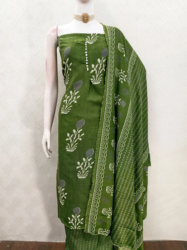 Leeza_Store_Women’s_Olive_Green_Cotton_Salwar_Suit_Dress_Material_|_Slab_Cotton_Printed_Top_With_Floral_Motifs_(2_Mtr),_Solid_Bottom_(2_Mtr)_&_Floral_Printed_Dupatta_(2.20_Mt