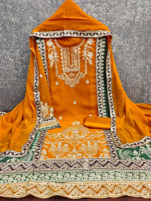 Leeza_Store_Women's_Orange_Georgette_Salwar_Suit_Dress_Material_With_Golden_Thread_Embroidery,_Solid_Santoon_Bottom_&_Embroidered_Dupatta_(Unstitched,_3-piece_Set)