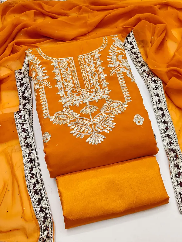 Leeza_Store_Women's_Orange_Georgette_Salwar_Suit_Dress_Material_With_Golden_Thread_Embroidery,_Solid_Santoon_Bottom_&_Embroidered_Dupatta_(Unstitched,_3-piece_Set)