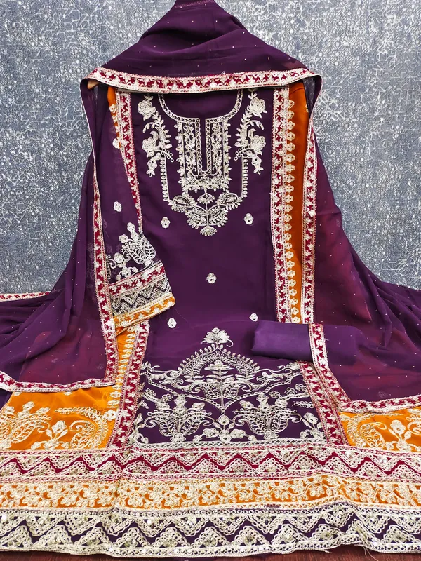 Leeza_Store_Women's_Purple_Georgette_Salwar_Suit_Dress_Material_With_Golden_Thread_Embroidery,_Solid_Santoon_Bottom_&_Embroidered_Dupatta_(Unstitched,_3-piece_Set)
