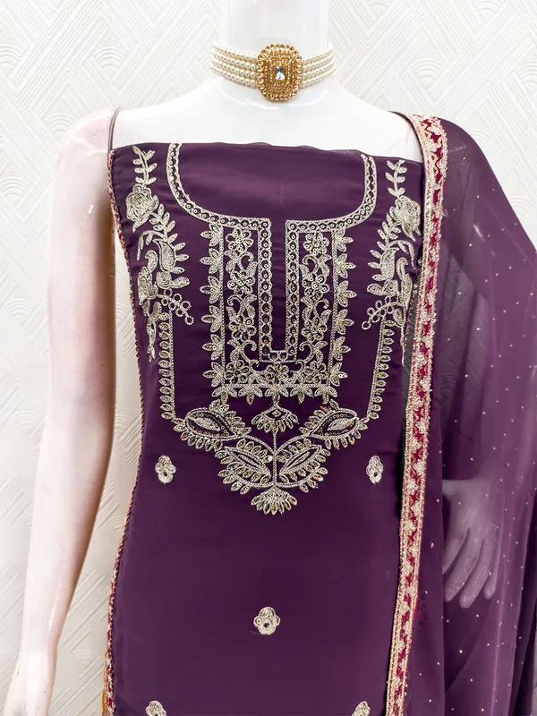 Leeza_Store_Women's_Purple_Georgette_Salwar_Suit_Dress_Material_With_Golden_Thread_Embroidery,_Solid_Santoon_Bottom_&_Embroidered_Dupatta_(Unstitched,_3-piece_Set)