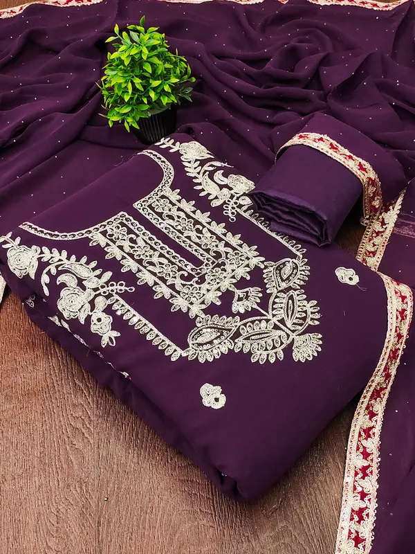 Leeza_Store_Women's_Purple_Georgette_Salwar_Suit_Dress_Material_With_Golden_Thread_Embroidery,_Solid_Santoon_Bottom_&_Embroidered_Dupatta_(Unstitched,_3-piece_Set)