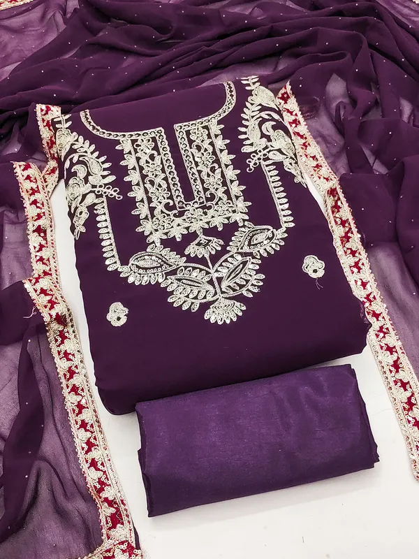 Leeza_Store_Women's_Purple_Georgette_Salwar_Suit_Dress_Material_With_Golden_Thread_Embroidery,_Solid_Santoon_Bottom_&_Embroidered_Dupatta_(Unstitched,_3-piece_Set)