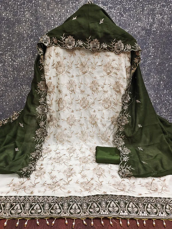 Leeza_Store_Women’s_Olive_Green_Vichitra_Silk_Salwar_Suit_Dress_Material_|_Embroidered_Floral_Thread_Work_With_Moti_Latkan_Lace_|_Plain_Santoon_Bottom_&_Vichitra_Silk_Dupat