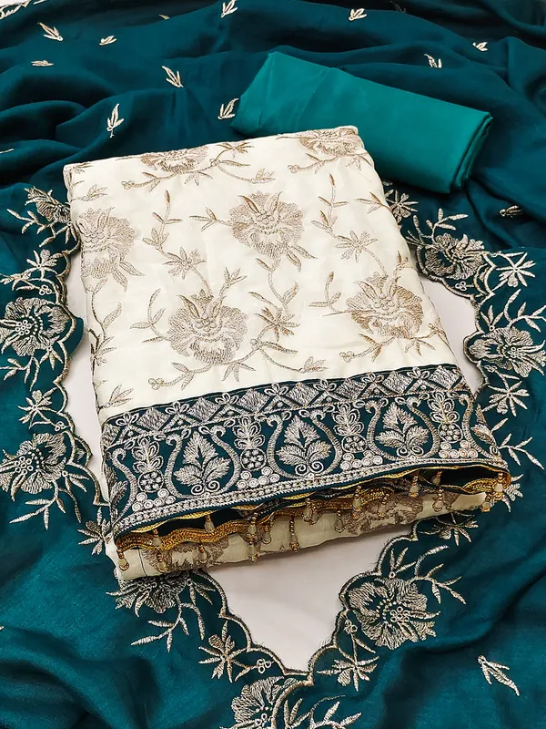 Leeza_Store_Women’s_Teal_Vichitra_Silk_Salwar_Suit_Dress_Material_|_Embroidered_Floral_Thread_Work_With_Moti_Latkan_Lace_|_Plain_Santoon_Bottom_&_Vichitra_Silk_Dupat