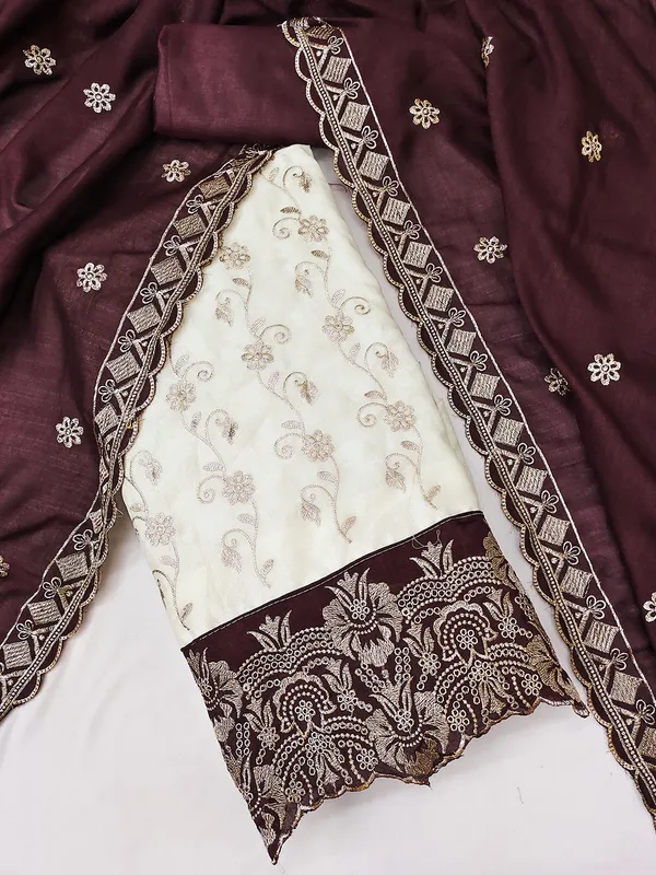 Leeza_Store_Women’s_Brown_Vichitra_Silk_Salwar_Suit_Dress_Material_With_Golden_Thread_Ethnic_Motifs_&_Moti_Lace_Dupatta_|_Unstitched_Suit_Material_For_Wom