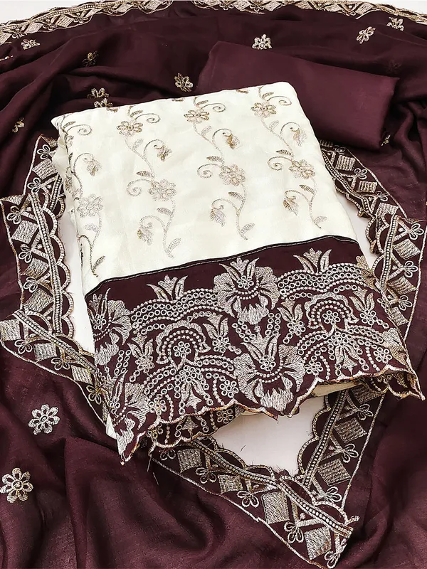 Leeza_Store_Women’s_Brown_Vichitra_Silk_Salwar_Suit_Dress_Material_With_Golden_Thread_Ethnic_Motifs_&_Moti_Lace_Dupatta_|_Unstitched_Suit_Material_For_Wom