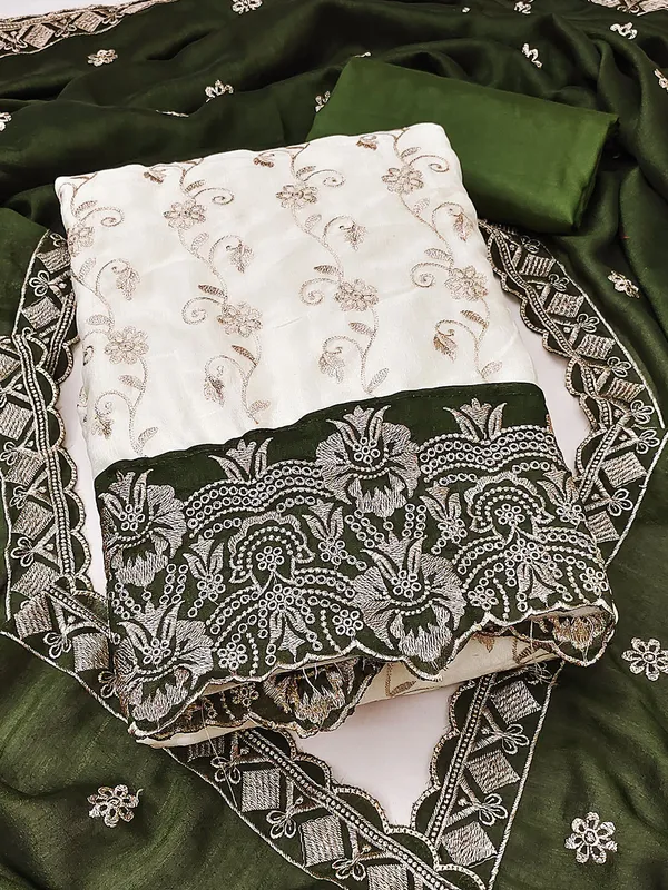 Leeza_Store_Women’s_Olive_Green_Vichitra_Silk_Salwar_Suit_Dress_Material_With_Golden_Thread_Ethnic_Motifs_&_Moti_Lace_Dupatta_|_Unstitched_Suit_Material_For_Wom