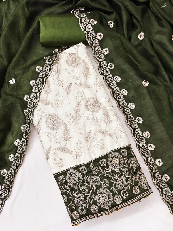 Leeza_Store_Women’s_Olive_Green_Vichitra_Silk_Salwar_Suit_Dress_Material_With_Golden_Thread_Ethnic_Motifs_&_Moti_Lace_Dupatta_|_Unstitched_Suit_Material_For_Wom