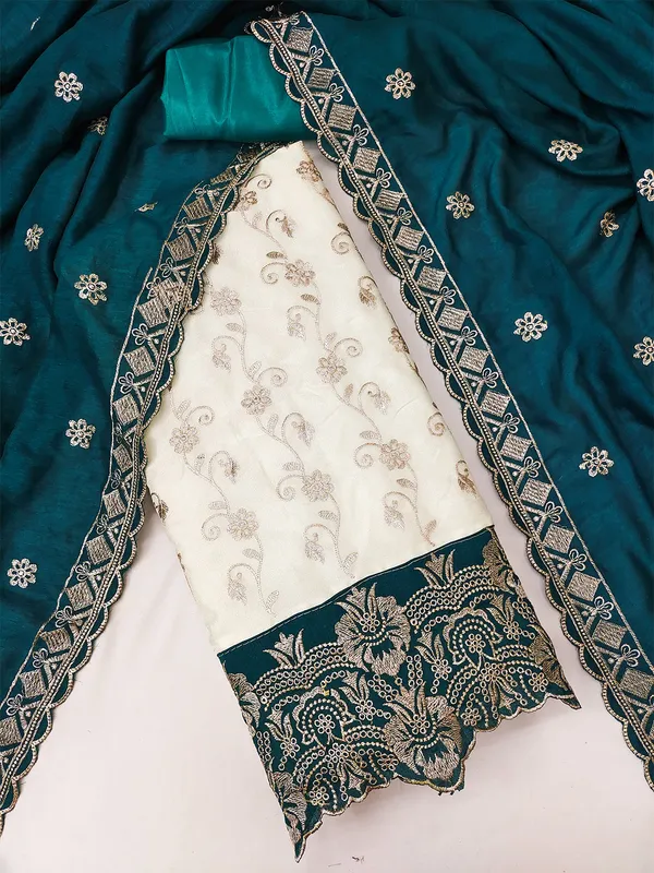 Leeza_Store_Women’s_Teal_Vichitra_Silk_Salwar_Suit_Dress_Material_With_Golden_Thread_Ethnic_Motifs_&_Moti_Lace_Dupatta_|_Unstitched_Suit_Material_For_Wom