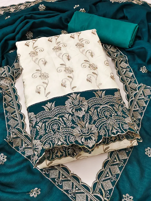 Leeza_Store_Women’s_Teal_Vichitra_Silk_Salwar_Suit_Dress_Material_With_Golden_Thread_Ethnic_Motifs_&_Moti_Lace_Dupatta_|_Unstitched_Suit_Material_For_Wom