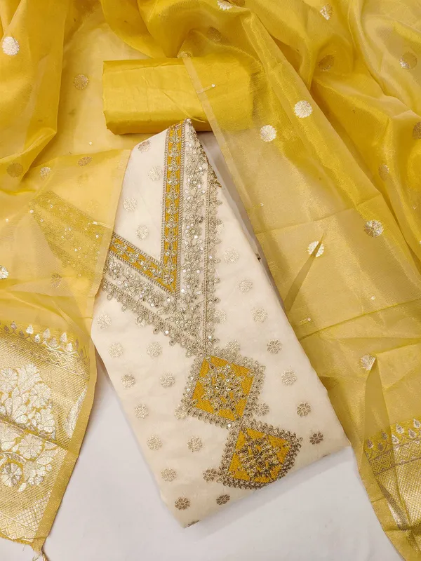Leeza_Store_Women’s_Yellow_Salwar_Suit_Dress_Material_|_Shimmer_Jacquard_Top_With_Thread_&_Sequins_Work_|_Solid_Santoon_Bottom_&_Inner_|_Banarasi_Jacquard_Dupatta_With_Tassels_|_Unstitch