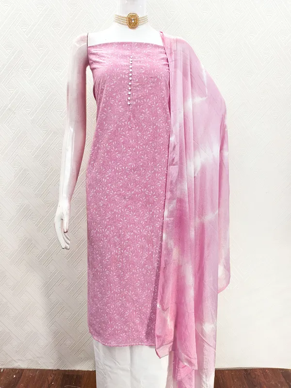 Leeza_Store_Pink_Cotton_Printed_Salwar_Suit_Dress_Material_For_Women_|_White_Floral_Print_Top_(2M),_Solid_Cotton_Bottom_(2M),_Ombre_Chinon_Saburi_Dupatta_(2.20M)_|_Unstitched_Ethnic_Wear