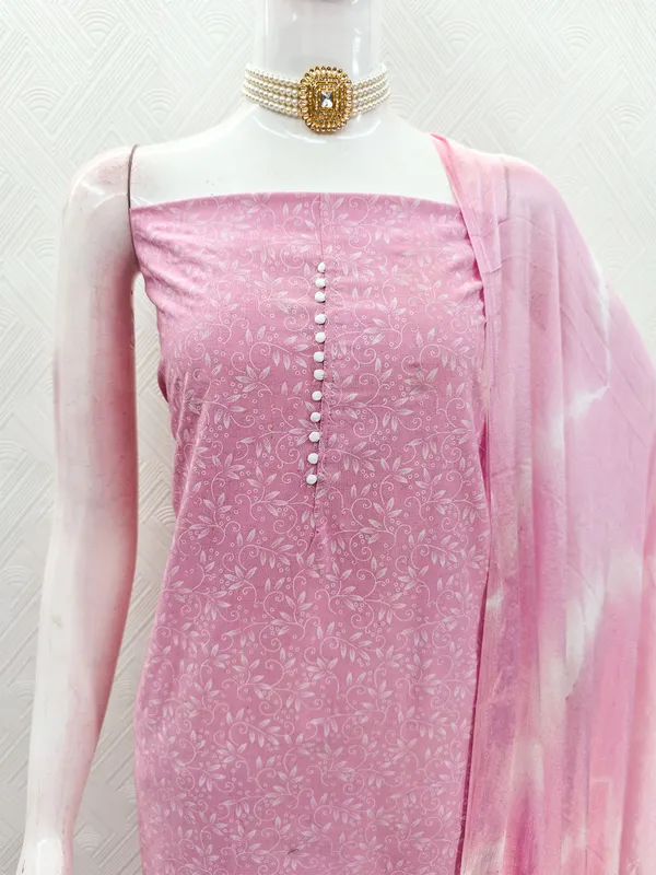 Leeza_Store_Pink_Cotton_Printed_Salwar_Suit_Dress_Material_For_Women_|_White_Floral_Print_Top_(2M),_Solid_Cotton_Bottom_(2M),_Ombre_Chinon_Saburi_Dupatta_(2.20M)_|_Unstitched_Ethnic_Wear