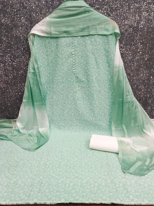 Leeza_Store_Women’s_Mint_Green_Cotton_Printed_Salwar_Suit_Dress_Material_With_White_Floral_Print_Top,_Solid_Bottom_&_Chinon_Ombre_Dupatta_With_Thread_Work_|_Unstitched_3_Piece_S