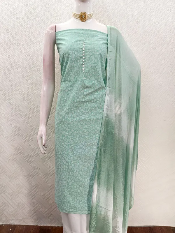 Leeza_Store_Women’s_Mint_Green_Cotton_Printed_Salwar_Suit_Dress_Material_With_White_Floral_Print_Top,_Solid_Bottom_&_Chinon_Ombre_Dupatta_With_Thread_Work_|_Unstitched_3_Piece_S