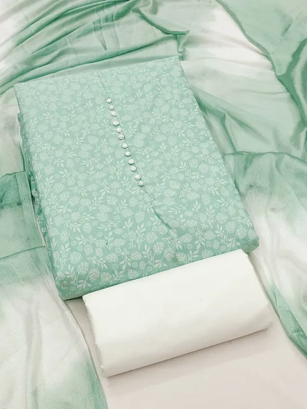 Leeza_Store_Women’s_Mint_Green_Cotton_Printed_Salwar_Suit_Dress_Material_With_White_Floral_Print_Top,_Solid_Bottom_&_Chinon_Ombre_Dupatta_With_Thread_Work_|_Unstitched_3_Piece_S