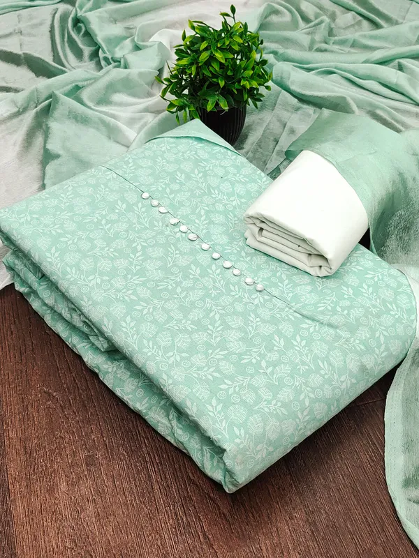 Leeza_Store_Women’s_Mint_Green_Cotton_Printed_Salwar_Suit_Dress_Material_With_White_Floral_Print_Top,_Solid_Bottom_&_Chinon_Ombre_Dupatta_With_Thread_Work_|_Unstitched_3_Piece_S