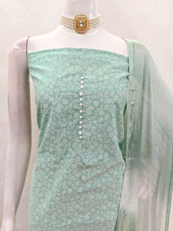 Leeza_Store_Women’s_Mint_Green_Cotton_Printed_Salwar_Suit_Dress_Material_With_White_Floral_Print_Top,_Solid_Bottom_&_Chinon_Ombre_Dupatta_With_Thread_Work_|_Unstitched_3_Piece_S