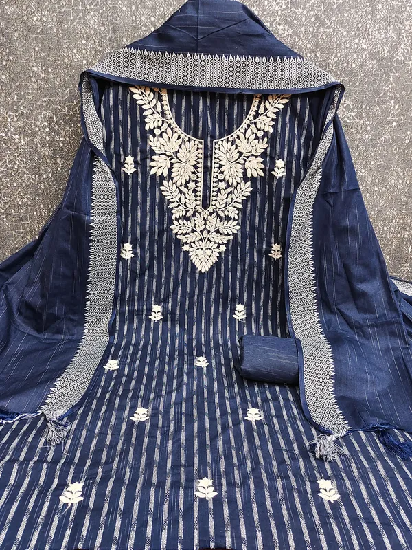 Leeza_Store_Women’s_Navy_Blue_Cotton_Jacquard_Salwar_Suit_Dress_Material_With_Ethnic_Motifs_|_Heavy_Thread_Embroidered_Neck_Work_|_Plain_Cotton_Bottom_&_Self-design_Jacquard_Dupatta_With_Tasse