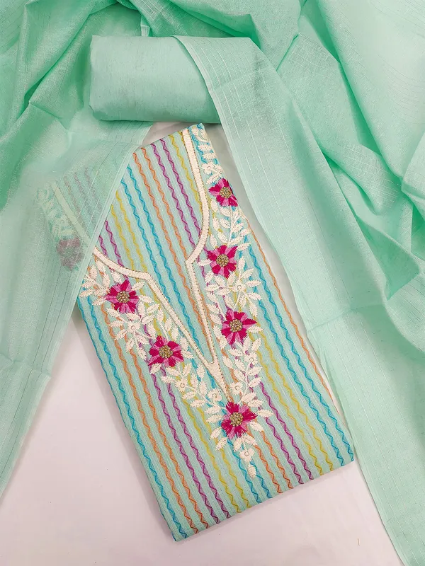 Leeza_Store_Women’s_Mint_Green_Cotton_Jacquard_Unstitched_Salwar_Suit_Dress_Material_With_Thread_Work_Embroidered_Ethnic_Motifs,_Solid_Bottom_&_Jacquard_Dupat