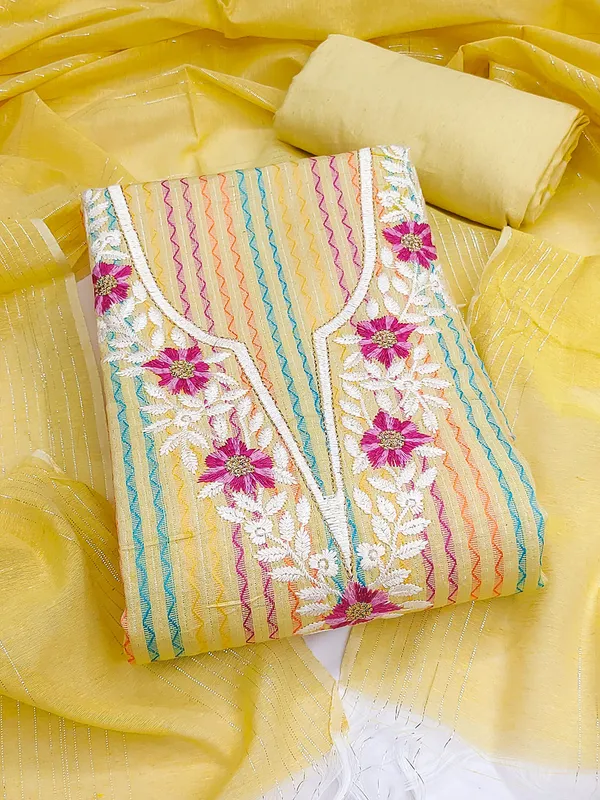 Leeza_Store_Women’s_Pastel_Yellow_Cotton_Jacquard_Unstitched_Salwar_Suit_Dress_Material_With_Thread_Work_Embroidered_Ethnic_Motifs,_Solid_Bottom_&_Jacquard_Dupat