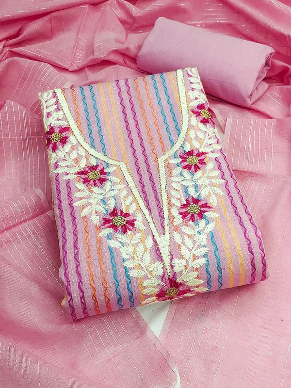 Leeza_Store_Women’s_Pink_Cotton_Jacquard_Unstitched_Salwar_Suit_Dress_Material_With_Thread_Work_Embroidered_Ethnic_Motifs,_Solid_Bottom_&_Jacquard_Dupat