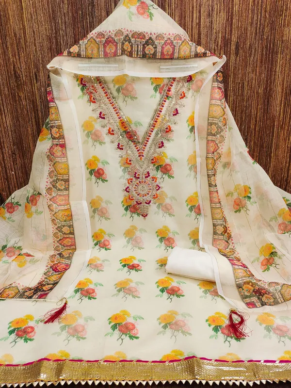 Leeza_Store_Women_Cream_Salwar_Suit_Dress_Material_|_Top:_Modal_Digital_Print_With_Golden_Thread_Embroidery_|_Plain_Solid_Bottom_Santoon_|_Dupatta_With_Minimal_Thread_Work_&_Cutwork_Tassels