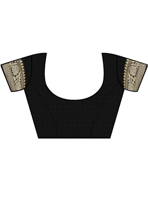 Black_Silk___Premium_&_Elegant_(_Floral_Pattern_Zari_Butta_Woven_)_Banarasi_Saree_With_Blouse_Piece_For_Women