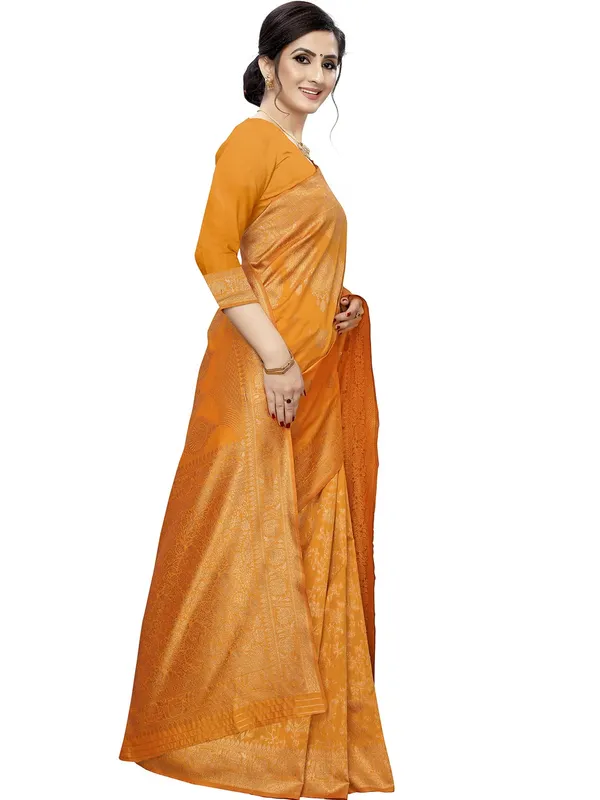 Gold_Silk___Premium_&_Elegant_(_Floral_Pattern_Zari_Butta_Woven_)_Banarasi_Saree_With_Blouse_Piece_For_Women