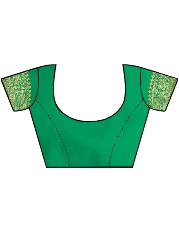 Green_Silk___Premium_&_Elegant_(_Floral_Pattern_Zari_Butta_Woven_)_Banarasi_Saree_With_Blouse_Piece_For_Women